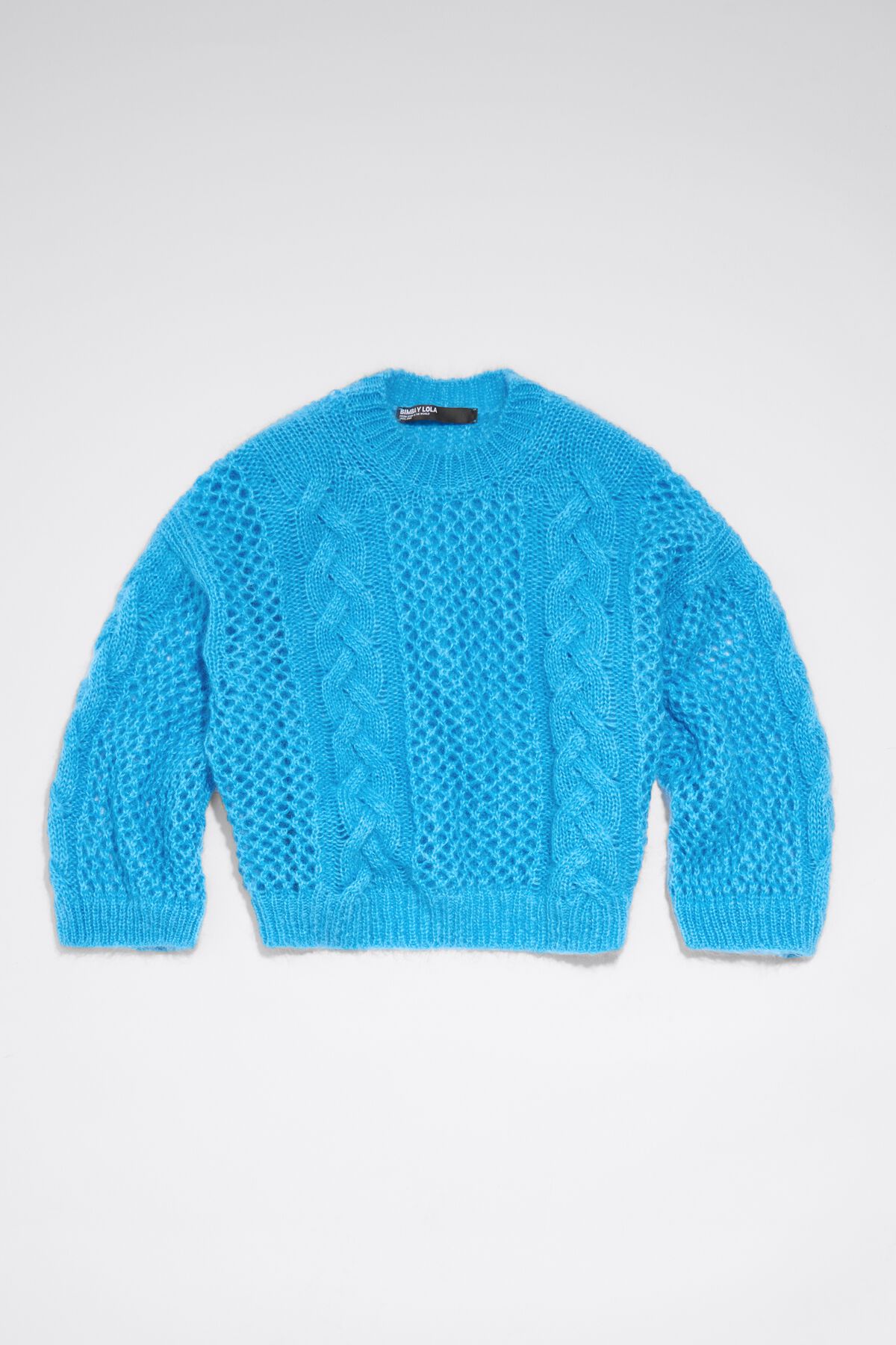 Light blue cable knit sweater – Made in italy