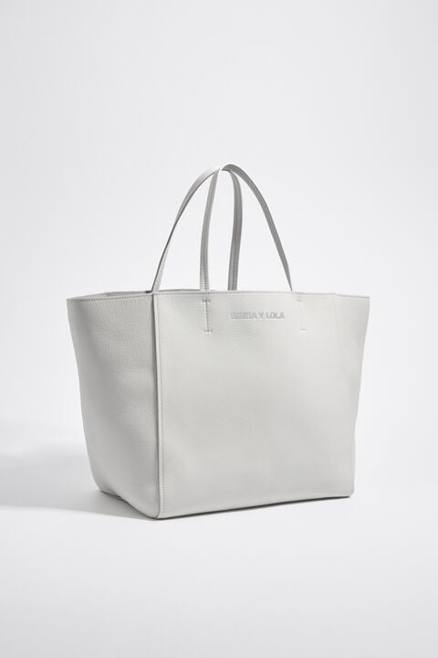 Bimba Y Lola L Off-White Leather Shopper Bag