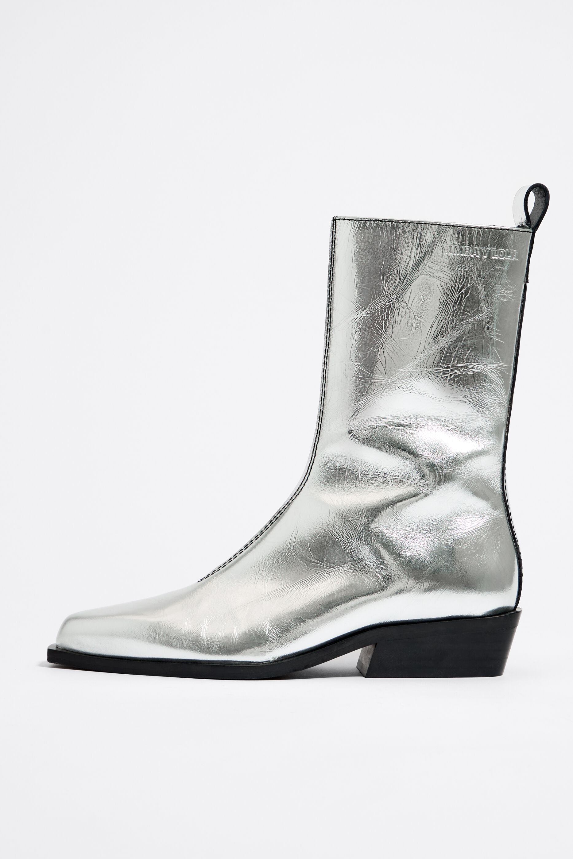 Silver leather cowboy boot