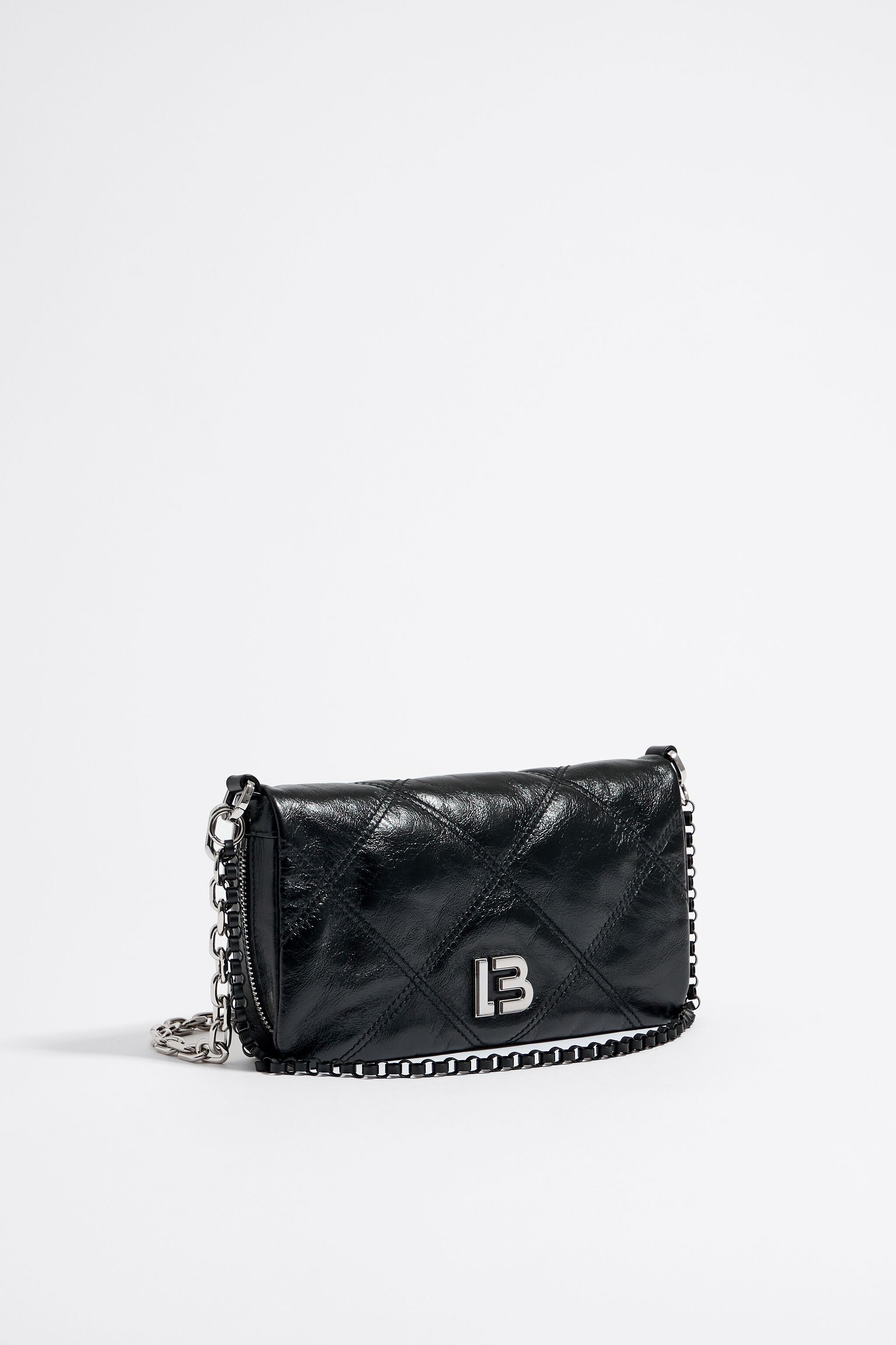Small black leather crossbody bag