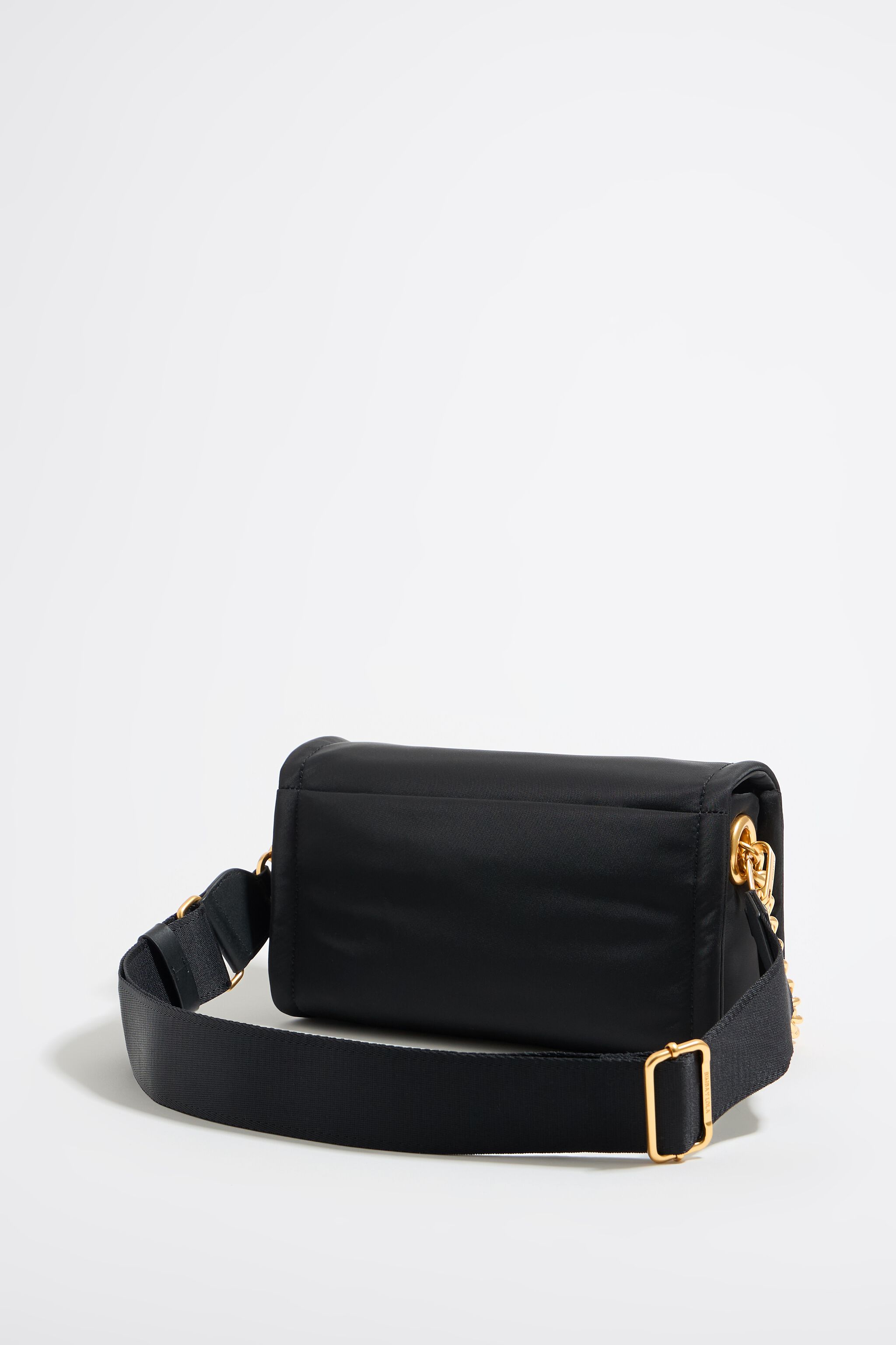 Medium black nylon flap bag