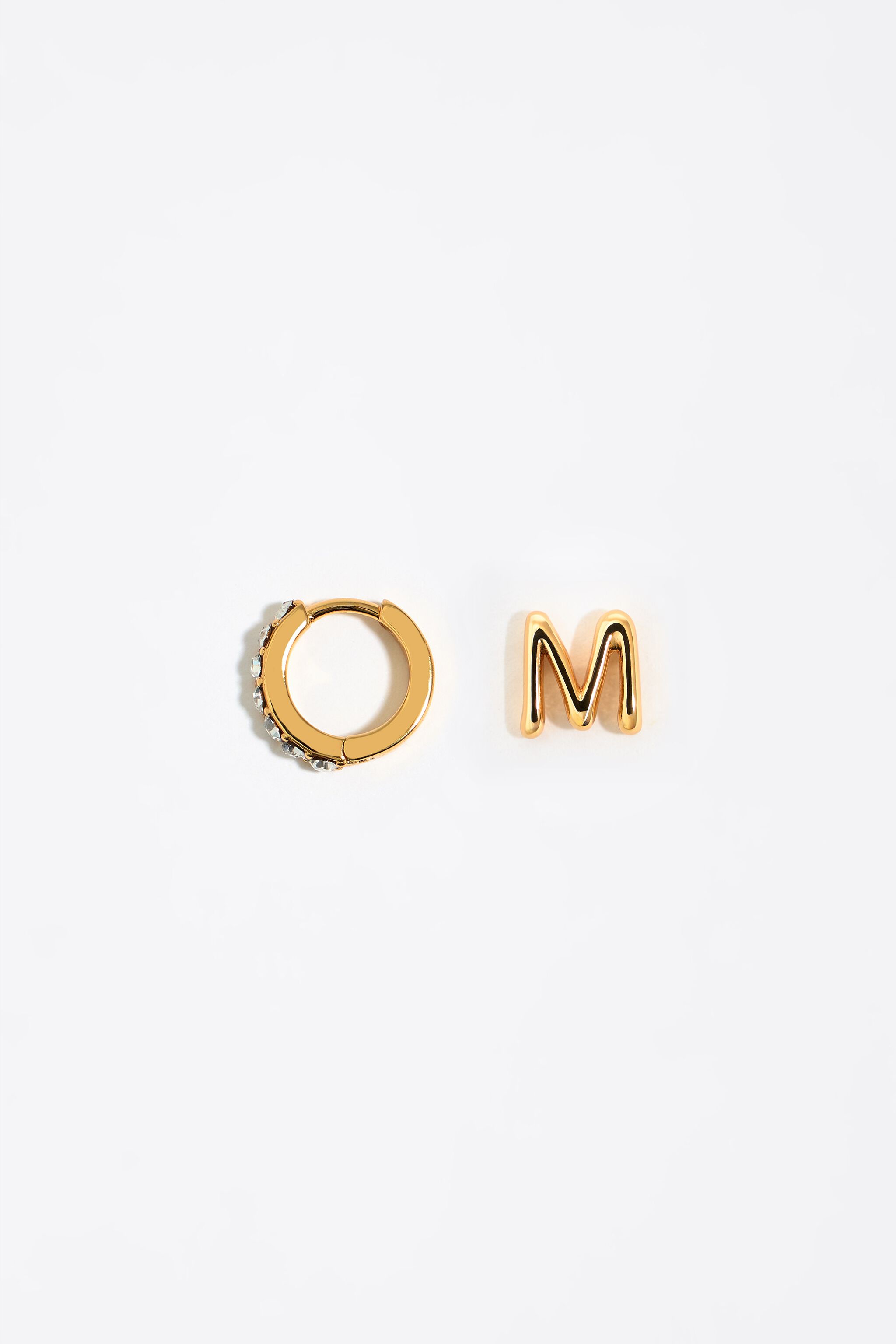 Gold letter 2025 m earrings