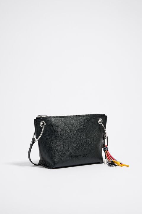 M black leather trapezium crossbody bag