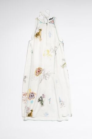 Buy Bimba Y Lola Coral-print Midi Dress - White At 30% Off
