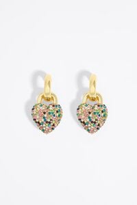 Hoop earrings with multicolored crystal heart