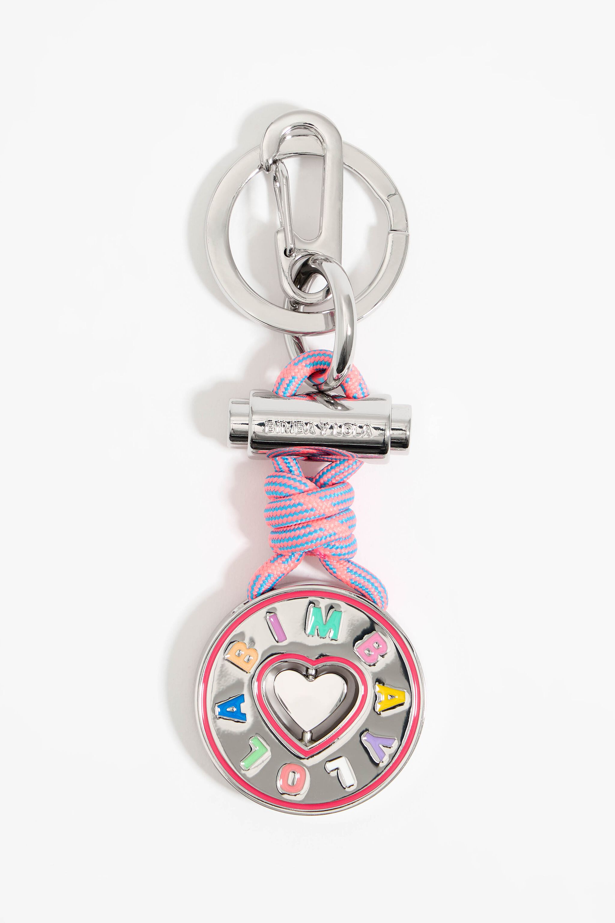 Silver heart circular key ring