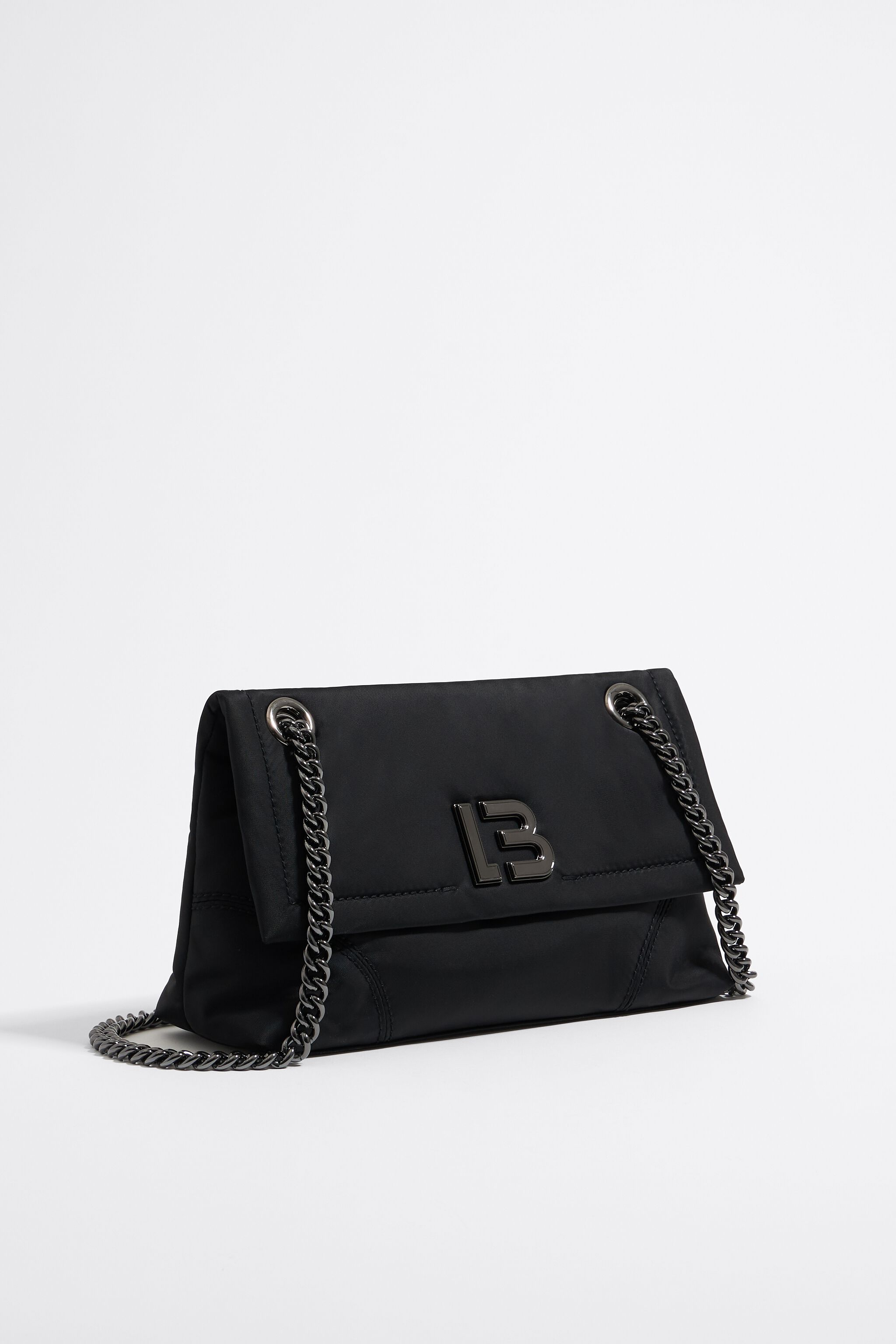 Medium black nylon flap bag