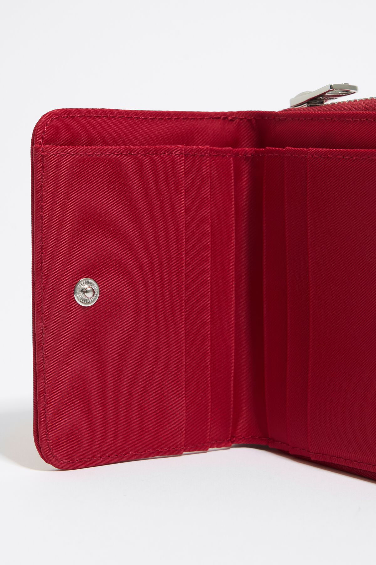 Red nylon flap purse