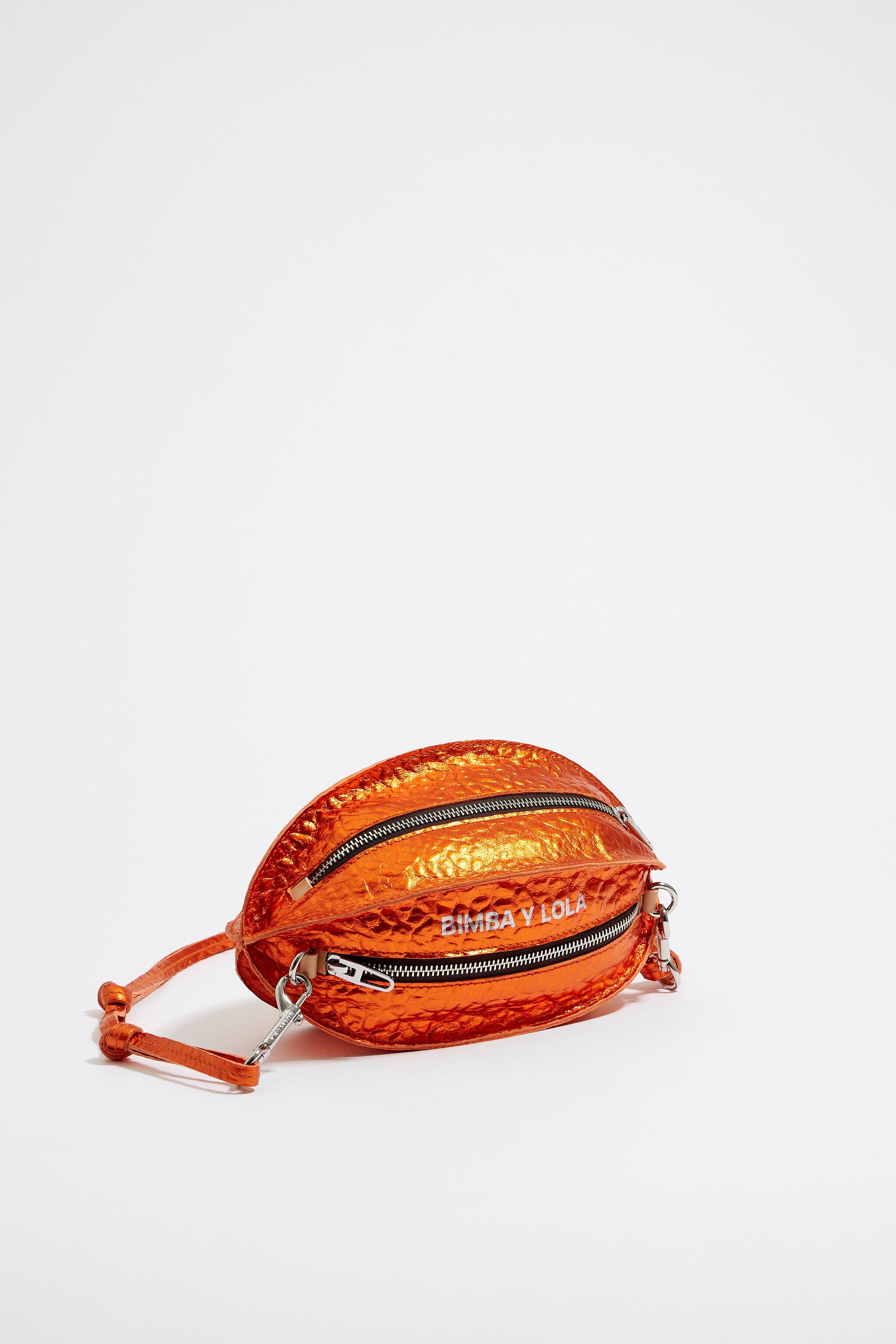 S metallic orange leather Pelota bag