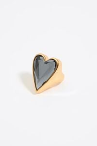 Smoked crystal heart ring