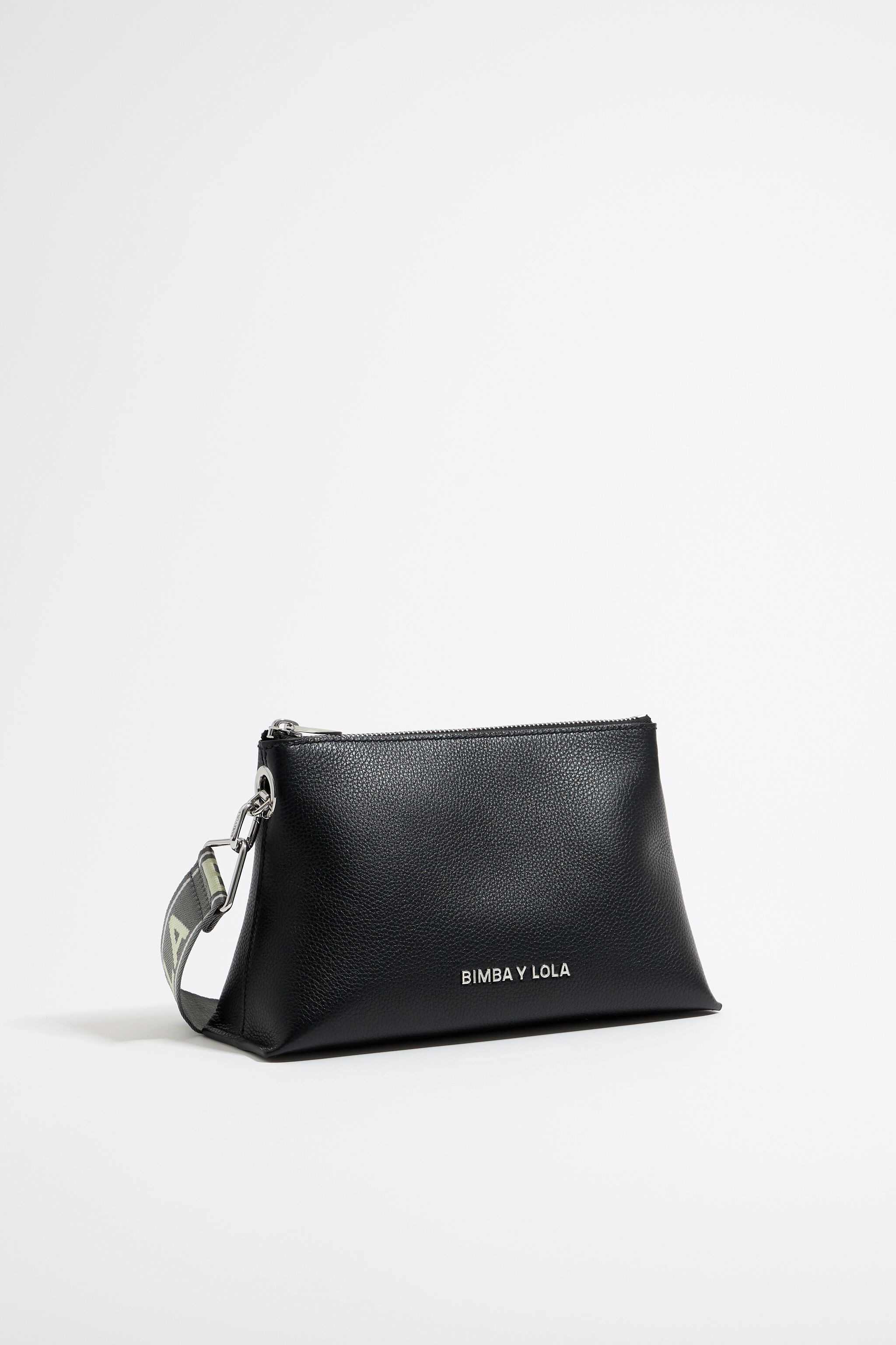 Small black leather trapezium bag