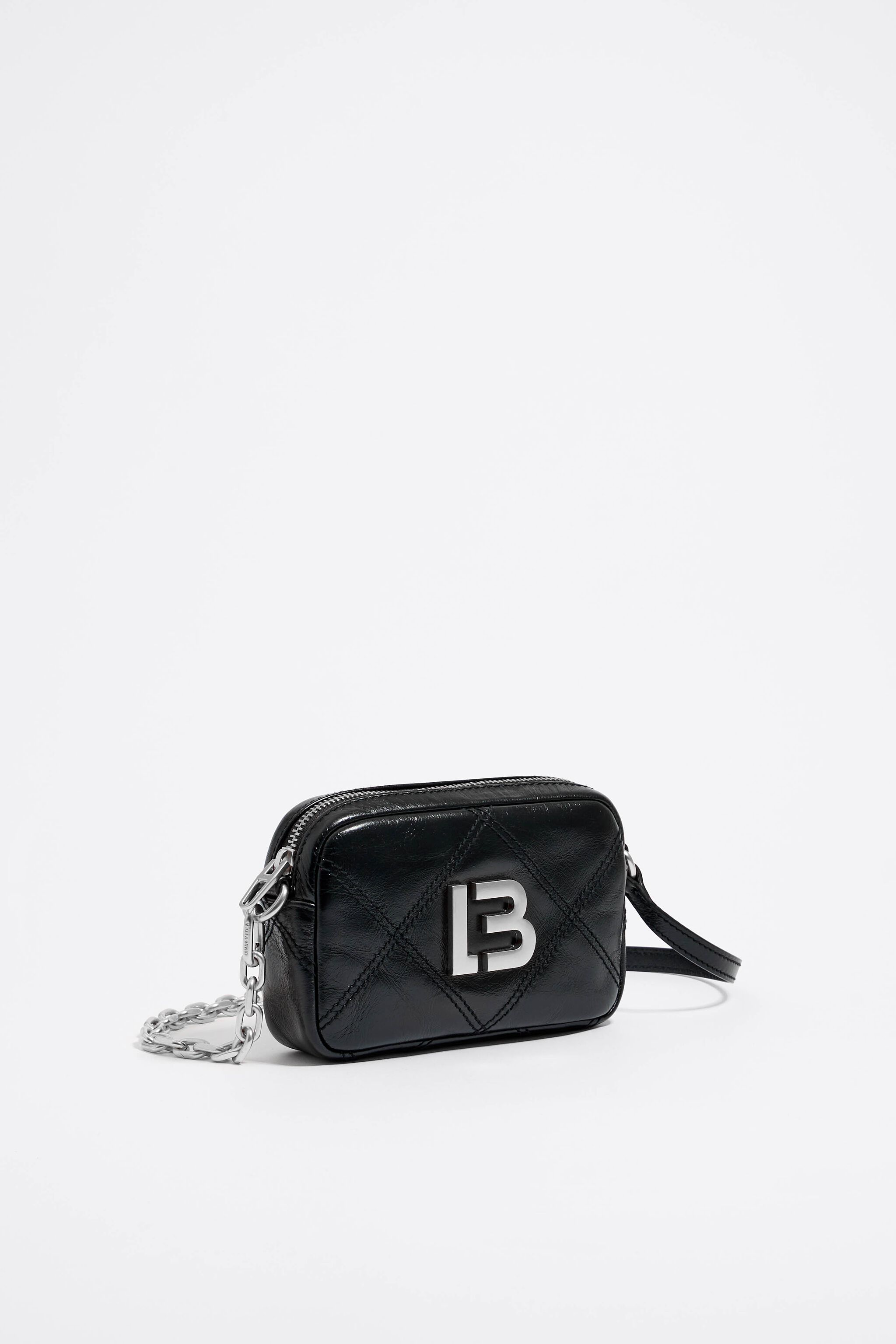 XS black leather crossbody bag